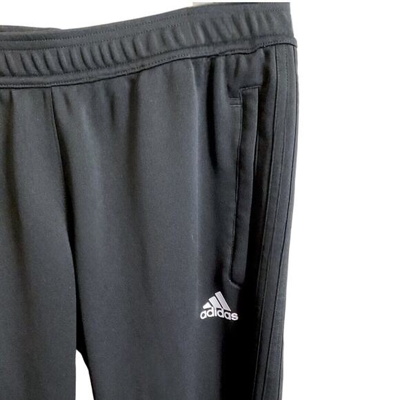 Adidas Track Pants Men Sz M Black Straight Leg Logo Drawstring Pockets Zip Leg - Picture 7 of 13